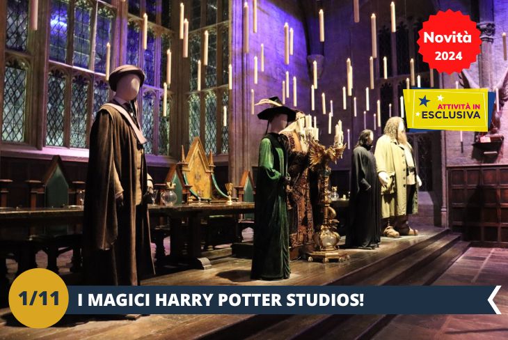NOVITA' 2024! Un'intera giornata agli Harry Potter Studios (INGRESSO INCLUSO) è un'esperienza straordinaria per i fan della serie di libri e film di Harry Potter. Ci immergeremo nel mondo magico di Harry Potter attraverso set originali, costumi, oggetti di scena e molto altro ancora. Cammineremo attraverso la Grande Sala di Hogwarts, il Binario 9¾ alla stazione di King's Cross, Diagon Alley e la Foresta Proibita. Potrai vedere da vicino ogni dettaglio e scoprire come sono stati realizzati i luoghi magici dei film. Sapevate che gli studi espongono una vasta collezione di costumi originali indossati dagli attori nei film, così come numerosi oggetti di scena, tra cui la bacchetta di Harry Potter, il cappello parlante di Sortede, e persino la macchina volante di Ford Anglia? Durante la tua visita, potresti avere l'opportunità di partecipare a esperienze interattive, come provare a lanciare un incantesimo con una bacchetta magica o a volare su una scopa come un vero giocatore di Quidditch! Cosa stai aspettando? Iscriviti al pacchetto e preparati per un'avventura magica!!