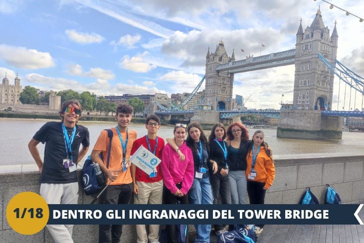 Prepariamoci a vivere Londra dall’alto di uno dei suoi simboli più iconici: il Tower Bridge! All’interno della Tower Bridge Exhibition (INGRESSO INCLUSO), scopriremo le affascinanti macchine vittoriane che muovono questa straordinaria struttura. Sapevate che il Tower Bridge è stato inaugurato nel 1894 ed è stato progettato per consentire il passaggio delle navi più grandi? Un capolavoro di ingegneria che ci offrirà panorami mozzafiato su Londra e sul Tamigi! Dalle passerelle panoramiche, ci lasceremo incantare dalle vedute spettacolari del Tamigi e dello skyline londinese. Un viaggio emozionante tra storia e ingegneria nel cuore della città! (escursione mezza giornata)