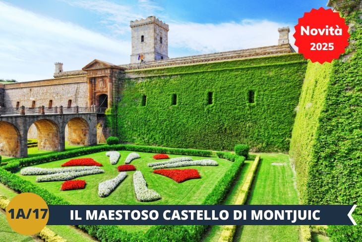 ESCURSIONE DI INTERA GIORNATA - NOVITÀ 2025! Scoprite i TESORI DI MONTJUÏC con un itinerario esclusivo che unisce storia e tradizione! Iniziate la giornata esplorando il monumentale CASTELLO DI MONTJUÏC (INGRESSO INCLUSO): il TOUR GUIDATO vi condurrà attraverso bastioni, fossati e terrazze panoramiche di questa imponente fortezza.