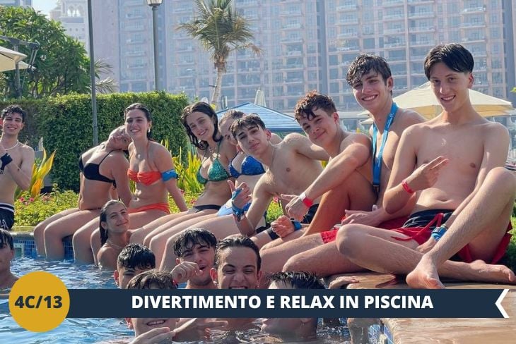 La giornata terminerà con un fantastico pomeriggio in un parco resort privato dotato di piscina e spiaggia con tanti nuovi amici all’insegna del relax e divertimento.