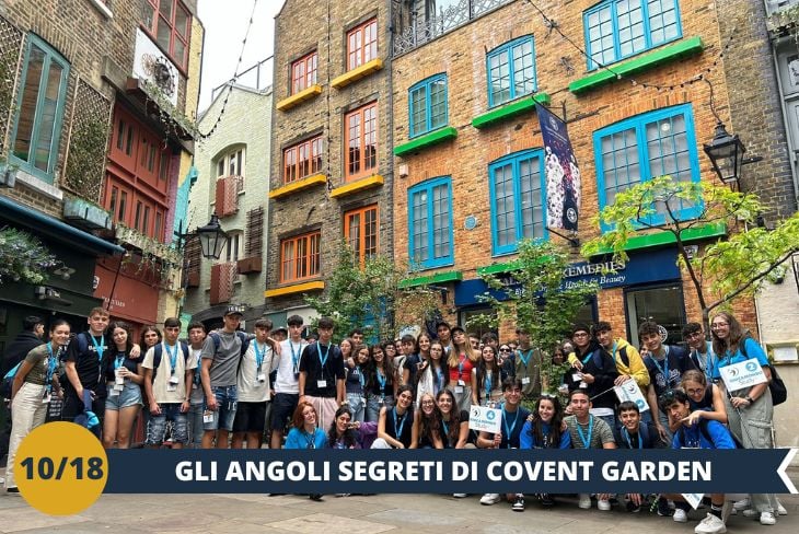 Ci immergeremo nella vibrante atmosfera di Covent Garden, cuore pulsante del West End londinese e simbolo di vita e cultura. Durante il nostro tour con Giocamondo Study, scopriremo il fascino nascosto di Neal's Yard, una piccola gemma colorata che sembra uscita da un racconto fantastico. Questo angolo incantato, con i suoi edifici vivaci e l'atmosfera fiabesca, sarà una tappa indimenticabile che ci trasporterà in un mondo di magia. Da lì, ci sposteremo verso Soho, un quartiere celebre per il suo spirito bohémien e la sua energia unica. Con la sua vivacità e il suo mix di storia e modernità, Soho e Covent Garden ci regaleranno un’esperienza straordinaria, dove ogni angolo racconterà una storia unica di cultura e creatività. Una passeggiata che porteremo nel cuore come uno dei momenti più speciali del nostro viaggio! (escursione mezza giornata)