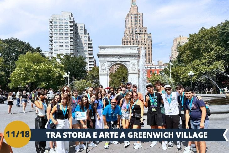 Tra strade ordinate e imponenti grattacieli, visiteremo una zona di New York completamente diversa: il Greenwich Village. Qui, gli alti edifici lasciano spazio a costruzioni più basse e a misura d’uomo, creando un'atmosfera tranquilla e rilassata. Questa è la zona dove la frenesia di Manhattan si trasforma in un ritmo più dolce e calmo. Greenwich Village è stato il quartier generale di molti artisti, scrittori e musicisti, e ospita anche la famosa Washington Square Park, con il suo iconico arco, costruito in omaggio all’Arco di Trionfo di Parigi. Greenwich Village è anche un punto di riferimento cinematografico, con l’appartamento di Friends e quello di Carrie Bradshaw di Sex and the City che attirano i fan da tutto il mondo. Non dimentichiamo che qui si tiene l’evento più grande degli Stati Uniti dedicato ad Halloween: la Halloween Parade, un appuntamento annuale che riunisce residenti e turisti in una celebrazione di fantasia e creatività. (escursione di mezza giornata)