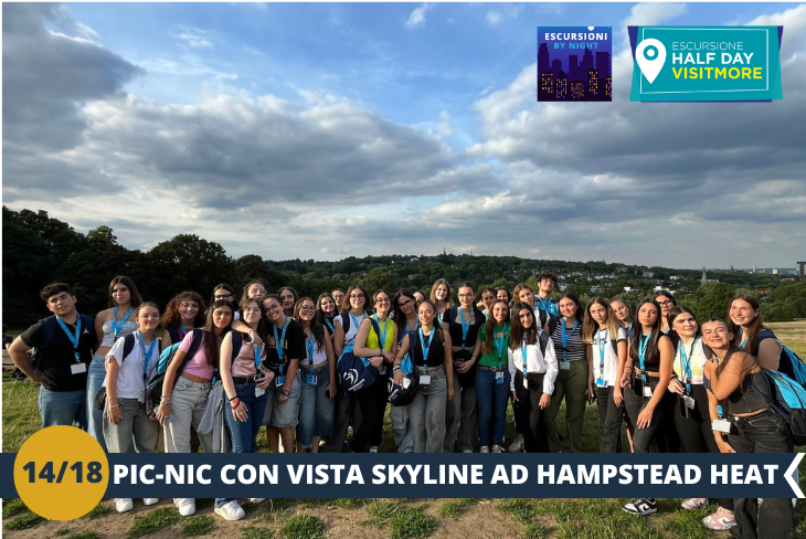 BY NIGHT: Preparatevi a vivere una serata magica immersi nella natura e nella bellezza di Londra! Saliremo sulla collina di Hampstead Heath, uno dei parchi più suggestivi della città, per un pic-nic serale sotto le stelle. Da qui, potremo ammirare uno degli skyline più emozionanti di Londra: la città si stenderà davanti ai nostri occhi con i suoi edifici illuminati e la sua atmosfera vibrante. Una combinazione perfetta di relax, panorami spettacolari e un tocco di magia notturna!