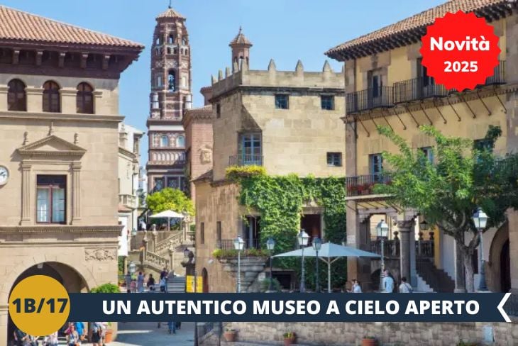 Immergetevi, poi, nell'atmosfera vivace del POBLE ESPANYOL (INGRESSO INCLUSO), villaggio-museo che raccoglie il meglio dell'architettura tradizionale spagnola! Assisterete a dimostrazioni di antichi mestieri nelle botteghe artigiane e scoprirete l'arte contemporanea nelle gallerie. Un viaggio nel tempo e nello spazio per vivere al meglio l’atmosfera delle diverse regioni della Spagna!