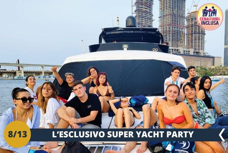 Un esclusivo Yacht Party, per vivere l'estate più glamour di sempre, vi attende! Lasciatevi trasportare dai successi dell'estate 2025 navigando tra i grattacieli illuminati della marina, in un'atmosfera elettrizzante insieme a tanti nuovi amici. (escursione di mezza giornata)