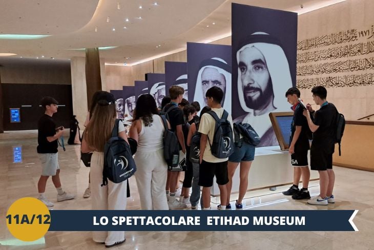 Un'esperienza unica al Museo Etihad (ingresso incluso), tempio della memoria storica degli Emirati Arabi Uniti. Attraverso padiglioni multimediali all'avanguardia, immagini storiche e documentari esclusivi, ripercorrerete il periodo cruciale tra il 1968 e il 1974. Ospitato in un gioiello architettonico a Jumeirah 1, il museo vi guiderà alla scoperta degli eventi che hanno portato alla firma dello storico trattato di unificazione dei sette Emirati, dando vita a quella che oggi è una delle nazioni più dinamiche al mondo. (escursione di mezza giornata)