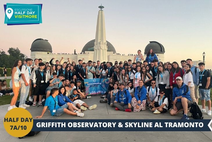 GRIFFITH OBSERVATORY (INGRESSO INCLUSO) - Ammirate Los Angeles dall'alto in uno dei luoghi più ICONICI della città! Il GRIFFITH OBSERVATORY, gioiello architettonico immerso nel verdeggiante GRIFFITH PARK, vi regalerà una vista mozzafiato sulla città degli angeli. Da questa location privilegiata potrete fotografare la celebre scritta "HOLLYWOOD", le suggestive HOLLYWOOD HILLS e l'intero DOWNTOWN fino all'oceano. All'interno dell'osservatorio, un viaggio affascinante tra stelle e pianeti vi attende! Al tramonto, lo spettacolo diventa magico: le luci della città si accendono creando uno degli SKYLINE più fotografati al mondo.