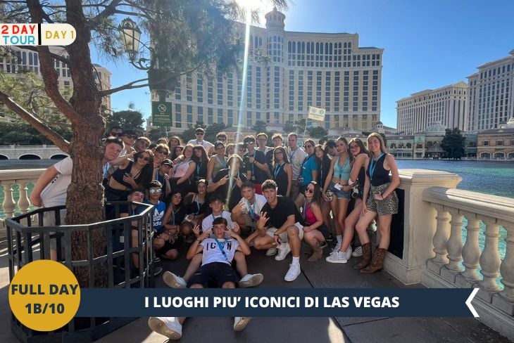 ESCURSIONE DI INTERA GIORNATA, TWO DAY TOUR | GIORNO 1: Esplorerete l'iconico Bellagio con il suo spettacolo di fontane considerato tra i più suggestivi al mondo, il maestoso Cesar Palace con il suo straordinario centro commerciale e l'affascinante Venetian Hotel, dove potrete ammirare una spettacolare riproduzione della nostra Venezia!