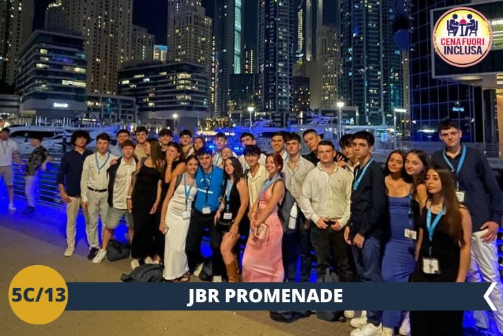 Continuerete con la famosa promenade di Jumeirah Beach Residence (JBR), una passeggiata ricca di negozi, boutique e splendidi scorci marini. Terminerete la giornata con una splendida cena presso un ristorante locale ( escursione di mezza giornata)