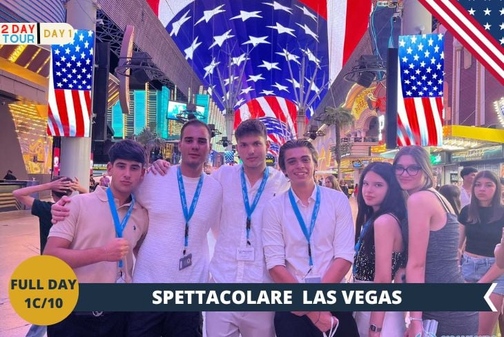 ESCURSIONE DI INTERA GIORNATA, TWO DAY TOUR | GIORNO 1: La serata culminerà con una cena presso l'Hard Rock Cafe nel cuore della Strip, seguita dall'elettrizzante Freemont Street experience, dove vivrete tutta la magia della Sin City!