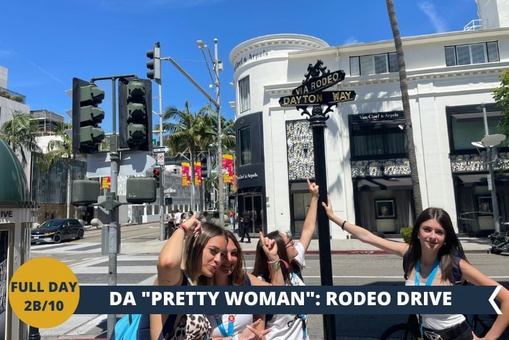 ESCURSIONE DI INTERA GIORNATA: BEVERLY HILLS & RODEO DRIVE. Rodeo Drive vi attende con le sue vetrine mozzafiato, le boutique degli stilisti più famosi e i marchi più trendy del momento. Un'esperienza unica nella capitale mondiale del glamour, dove ogni angolo racconta storie di successo e dove lo shopping diventa un'arte! Preparatevi a vivere una giornata indimenticabile nel luogo che meglio rappresenta il sogno americano.