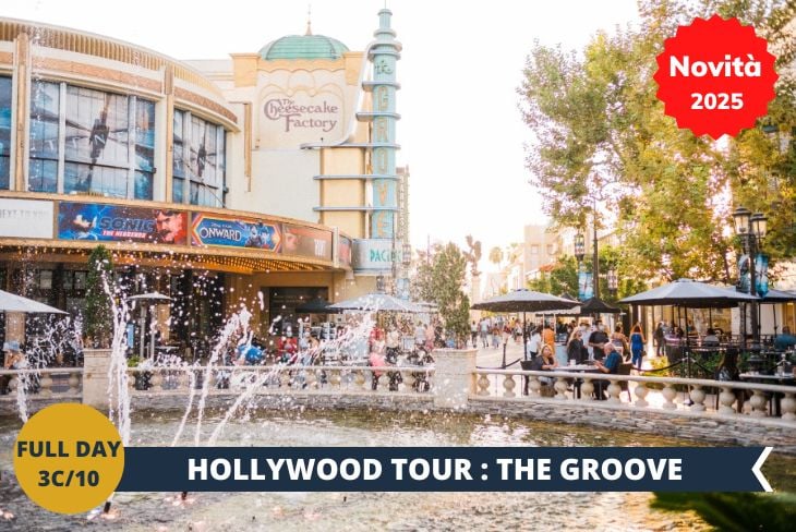 Il tour terminerà al THE GROVE, uno dei luoghi più amati dalle star di Hollywood! In questo esclusivo centro commerciale all'aperto potrete vivere lo shopping in perfetto stile californiano, tra boutique di tendenza e il celebre farmers market, mercato storico dove gustare le specialità locali.