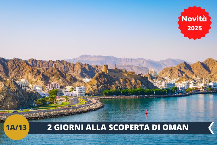 Novità 2025! ESCURSIONE DI INTERA GIORNATA, TWO DAY TOUR | GIORNO 1: Lasciatevi conquistare da MUSCAT, la magnifica capitale dell'Oman, dove l'eleganza dell'architettura moderna si fonde armoniosamente con l'autenticità delle tradizioni arabe. La città, incastonata tra le montagne e il mare, vi sorprenderà con il suo perfetto equilibrio tra innovazione e storia millenaria. Il city tour vi condurrà alla scoperta dei luoghi più suggestivi della capitale.