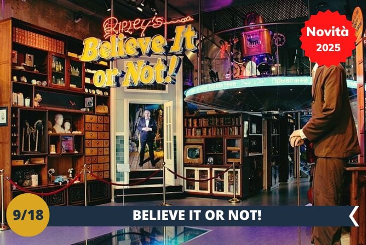 Novità 2025! Preparatevi a un'esperienza straordinaria nel museo più sorprendente di Amsterdam! Al Ripley’s Believe it or Not (INGRESSO INCLUSO) vi attende un affascinante viaggio attraverso le meraviglie più incredibili e bizzarre del mondo. Il museo, con le sue 19 gallerie e 2000 metri quadri, vi lascerà a bocca aperta: potrete sfidare i vostri sensi nel tunnel rotante, immortalare momenti unici nella stanza capovolta e scoprire una collezione di oggetti tanto strani quanto intriganti. La meta perfetta per chi cerca un'esperienza fuori dal comune nel cuore di Amsterdam! (escursione di mezza giornata)