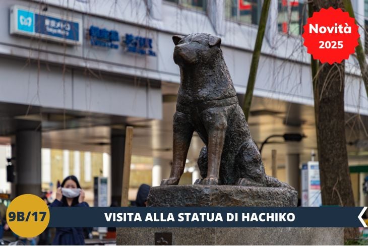 Subito dopo, faremo una sosta alla statua di Hachiko, il cane leggendario che ha fatto storia con la sua fedeltà. Questo luogo è un punto di incontro iconico per residenti e turisti. Avrete poi del tempo libero per scoprire Shibuya in autonomia. Potrete fare shopping da Shibuya 109, uno dei centri commerciali più famosi per la moda giovanile, o semplicemente esplorare i caffè e negozi lungo Center Gai, una delle strade più vivaci del quartiere. Shibuya è il cuore pulsante di Tokyo, un luogo che non smette mai di sorprendere con il suo mix di tradizione e modernità. (escursione di mezza giornata).