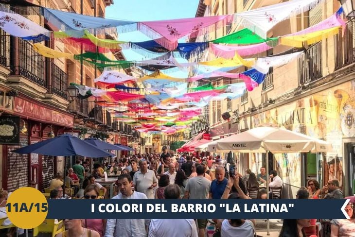 Esploreremo La Latina, uno dei quartieri più autentici di Madrid, con le sue stradine acciottolate, botteghe artigiane e mercatini tipici. Qui, i profumi della cucina spagnola avvolgono l’aria e l’atmosfera vibrante delle piazze è il cuore pulsante del quartiere. Un luogo perfetto per immergersi nella magia di Madrid e scoprire il vero spirito della città.