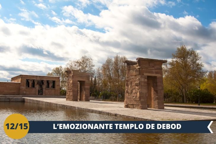 Il Parque de Oeste, con i suoi 98,6 ettari di verde, è un'oasi di tranquillità nel cuore di Madrid. Tra i suoi tesori spicca il Tempio di Debod, un antico tempio egizio del II secolo a.C., unico esempio di architettura faraonica fuori dall'Egitto. Immerso nel parco, il tempio conserva il fascino dell'antico Egitto, offrendo un'esperienza unica di storia e bellezza. Un'escursione perfetta per combinare natura e cultura. (escursione di mezza giornata)