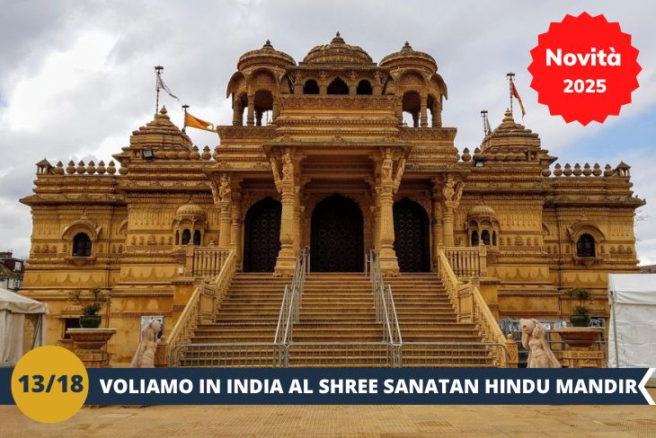 NOVITA’ 2025! Immergetevi nella spiritualità e nella cultura indiana con una visita allo splendido Shri Sanatan Hindu Mandir di Londra, un autentico gioiello architettonico situato a Wembley. Questo tempio, interamente scolpito a mano, incanta con i suoi dettagli intricati e le sculture in pietra che raccontano storie della tradizione induista. Durante l’escursione, potremo scoprire di più sulla religione e sulla cultura indiana, ammirando le divinità rappresentate e i rituali che si svolgono nel tempio. Un’occasione unica per esplorare un angolo di Londra dove spiritualità, arte e tradizione si incontrano in un’atmosfera di pace e armonia! (Escursione mezza giornata)