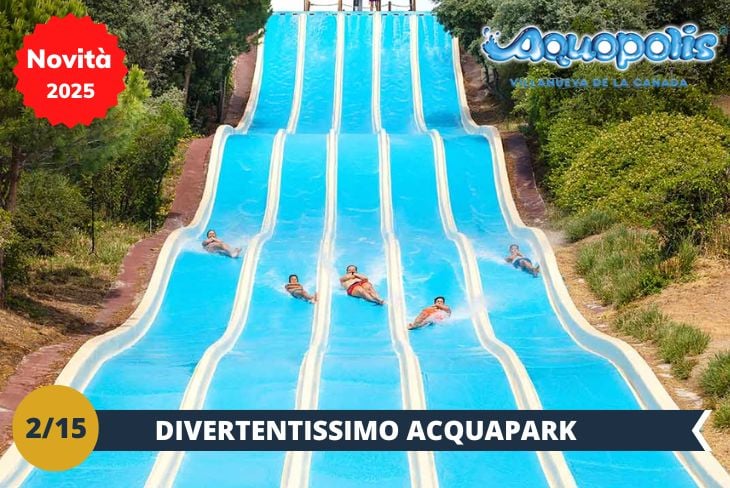 ESCURSIONE DI INTERA GIORNATA ad AQUOPOLIS. Preparatevi a vivere una giornata di puro divertimento nel parco acquatico più grande d'Europa (INGRESSO INCLUSO)! Con 21 attrazioni mozzafiato e un'ampia area verde per rilassarsi o prendere il sole, Aquópolis è il luogo perfetto per scaricare adrenalina e divertirsi. Tra scivoli emozionanti e attrazioni più tranquille, c'è qualcosa per tutti, garantendo una giornata spensierata e piena di risate insieme ai vostri nuovi amici. Non mancate a questa fantastica esperienza di svago e allegria!