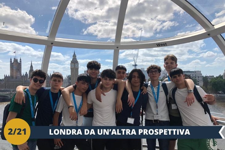 Un’esperienza mozzafiato sul London Eye (INGRESSO INCLUSO), la ruota panoramica più iconica d’Europa! Alta 135 metri, questa straordinaria struttura ti regalerà una vista spettacolare sulla città: dal Big Ben al Tamigi, dalla Cattedrale di St. Paul fino ai grattacieli di Canary Wharf. Ogni cabina in vetro offre una prospettiva unica per ammirare Londra come mai prima d’ora. Sali con noi per un viaggio indimenticabile sopra lo skyline londinese, un momento perfetto per scattare foto straordinarie e vivere la magia della capitale dall’alto! (Escursione mezza giornata)