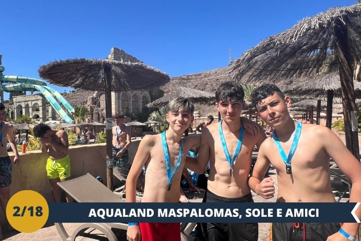 ESCURSIONE DI INTERA GIORNATA ALL’Aqualand Maspalomas (INGRESSO INCLUSO)! Preparatevi a immergervi in un mondo di divertimento e avventura nel parco acquatico più famoso di Gran Canaria. Con una vasta gamma di scivoli emozionanti come il "Tornado", piscine a onde e attrazioni per tutte le età, questo è il luogo ideale per trascorrere una giornata indimenticabile. Che siate in cerca di adrenalina o di relax sotto il sole, Aqualand Maspalomas ha qualcosa per tutti. Un’esperienza unica in un ambiente tropicale che vi lascerà con il sorriso sulle labbra!