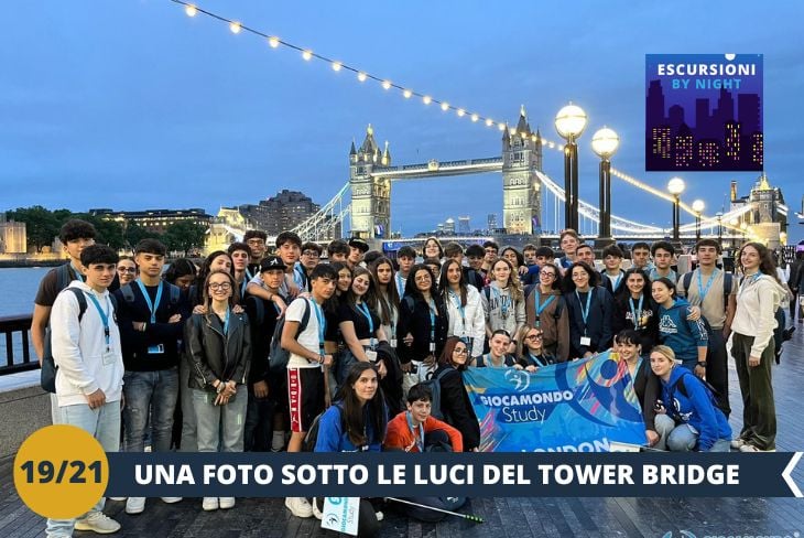 BY NIGHT: Preparati a una serata indimenticabile con una passeggiata incantata tra i luoghi più suggestivi di Londra. Ammireremo il Tower Bridge, maestoso e illuminato, e proseguiremo fino ai pittoreschi Katherine’s Docks. Qui, tra le luci notturne, spicca il Dickens Inn, un locale storico che aggiunge un tocco di fascino alla notte londinese.