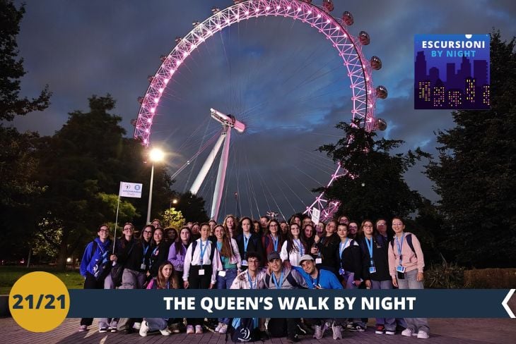 BY NIGHT: Vivremo una serata magica lungo il Tamigi, dove Londra brilla di tutta la sua bellezza! Passeggeremo lungo The Queen’s Walk, con viste spettacolari su Westminster e il maestoso Big Ben, entrambi illuminati e più affascinanti che mai. E come ciliegina sulla torta, attraverseremo Leake Street, il famoso tunnel della street art, dove i graffiti dai colori vivaci creano un’esplosione di creatività urbana. Una combinazione perfetta di panorami iconici e arte contemporanea per una notte che non dimenticherai!