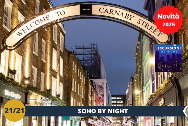 NOVITA’ 2025! BY NIGHT: Di sera, Soho si accende e diventa il cuore pulsante della vita notturna londinese. Passeggeremo tra le sue stradine animate, dove luci al neon, locali storici e musica dal vivo creano un’atmosfera elettrizzante. Qui, tra caffè alla moda, teatri celebri e angoli nascosti pieni di fascino, ogni passo ti immergerà nell’anima bohémienne della città. Soho di notte è un mix perfetto di cultura, energia e divertimento che ti farà vivere Londra in tutta la sua essenza vibrante.