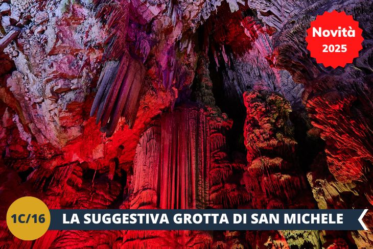 La vostra esplorazione proseguirà alla suggestiva Grotta di San Michele, un tesoro geologico che vi immergerà in un mondo sotterraneo di formazioni rocciose millenarie