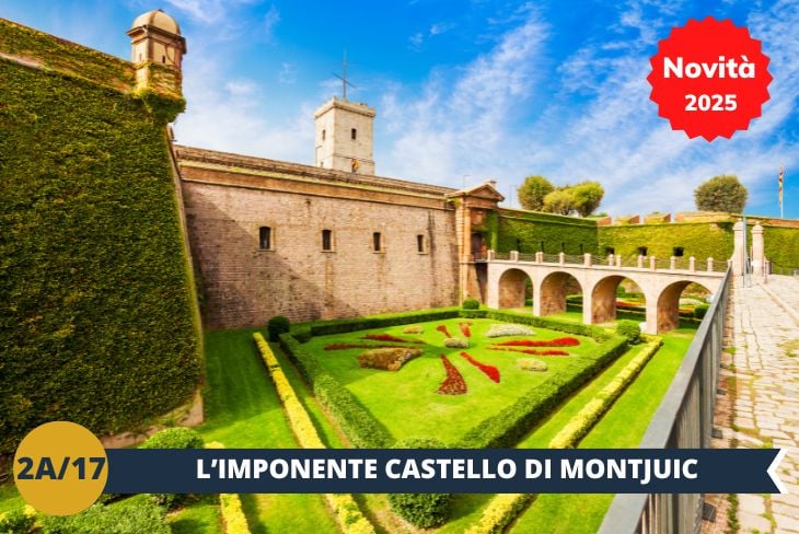 ESCURSIONE DI INTERA GIORNATA - NOVITÀ 2025! Un viaggio attraverso la storia e l'arte sulla montagna più famosa di Barcellona! La mattinata inizia con la visita al maestoso CASTELLO DI MONTJUÏC (INGRESSO INCLUSO), fortezza militare del XVII secolo che domina il porto: un TOUR GUIDATO vi svelerà i segreti di questo punto strategico, dalla sua storia medievale fino al ruolo durante la Guerra Civile, mentre godrete di viste mozzafiato sulla città e sul Mediterraneo.