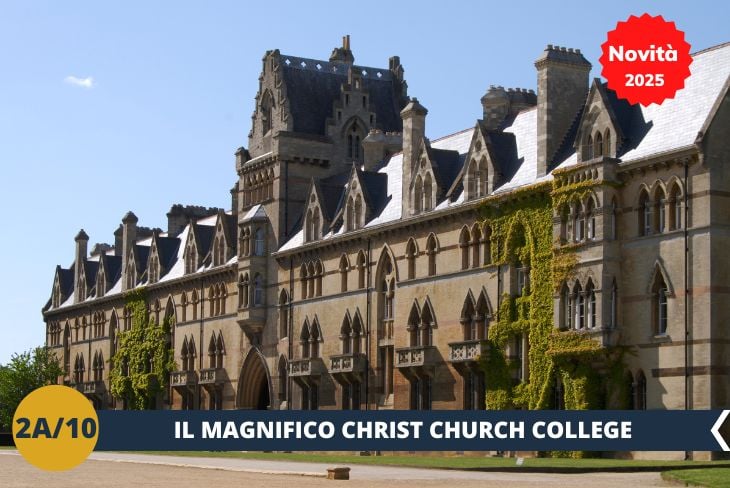 NOVITA’ 2025! ESCURSIONE DI INTERA GIORNATA: Prepariamoci a scoprire Oxford, la città delle torri dorate e della conoscenza millenaria! Il nostro tour ci porterà nel cuore della città, dove visiteremo il celebre Christ Church College (INGRESSO INCLUSO), uno dei college più antichi e prestigiosi dell’Università di Oxford. Qui, storia, arte e letteratura si incontrano in un mix unico che lascia ogni visitatore senza parole. Cammineremo sul Great Quadrangle, un ampio cortile che incarna l’eleganza dell’architettura gotica e rinascimentale, per poi entrare nella sontuosa sala da pranzo, famosa in tutto il mondo per aver ispirato la sala principale di Hogwarts nella saga di Harry Potter. Ma il Christ Church College non è solo magia cinematografica: è anche sede della magnifica Christ Church Cathedral, il punto di incontro tra fede e storia, e il grande prato, un’oasi verde che invita a rilassarsi e contemplare il fascino del passato. Questa esperienza sarà il perfetto connubio tra cultura, bellezza e un pizzico di magia!