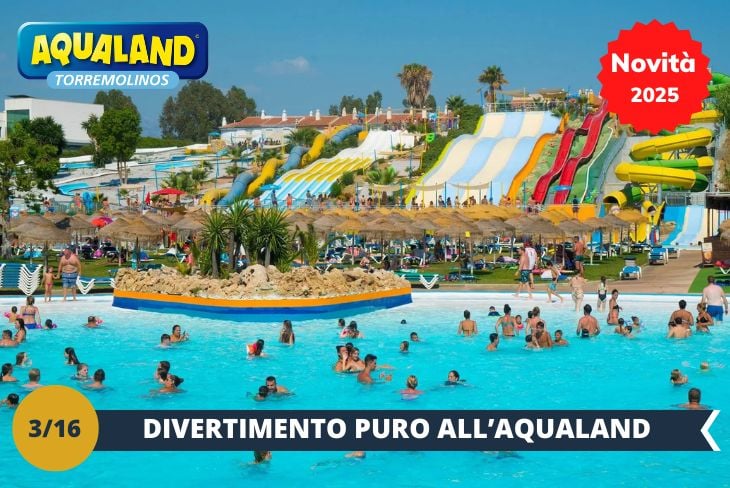 ESCURSIONE DI INTERA GIORNATA: Preparatevi a una giornata di puro divertimento ad Aqualand Torremolinos, il parco acquatico più grande della Costa del Sol (INGRESSO INCLUSO)! Emozioni forti vi aspettano con scivoli adrenalinici come la Speed Race e la Kamikaze, ma anche momenti di relax nelle tranquille aree verdi e piscine. Ogni angolo del parco è pensato per regalarvi un'esperienza indimenticabile, tra brividi e risate sotto il caldo sole della Costa del Sol. Un'avventura acquatica da vivere con i vostri nuovi amici, per una giornata all'insegna del divertimento!