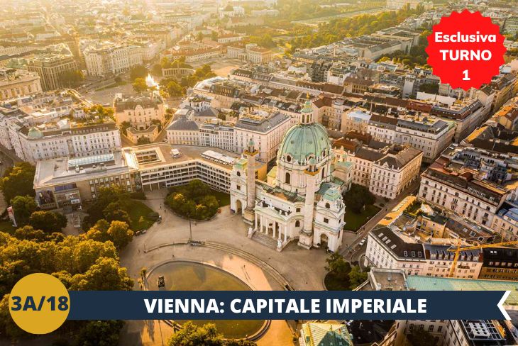 ESCURSIONE DI INTERA GIORNATA (TURNO 1): Considerata la capitale musicale del mondo, Vienna ci delizierà con la sua atmosfera imperiale e i tesori artistici. Un esclusivo walking tour ci porterà a scoprire le sue splendide architetture, l’arte e il fascino che fanno di Vienna una tappa irrinunciabile per gli amanti della cultura.