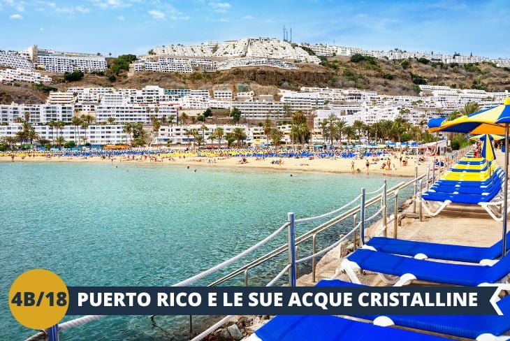 Il nostro viaggio prosegue a Puerto Rico, una delle mete più amate di Gran Canaria. Questo angolo paradisiaco è noto per le sue acque cristalline, il porto animato e un’atmosfera che combina perfettamente relax e vivacità. Potremo esplorare il caratteristico lungomare, rilassarci al sole o semplicemente godere del fascino irresistibile di questa località. Una tappa perfetta per vivere l’essenza di Gran Canaria e concludere la giornata in bellezza!