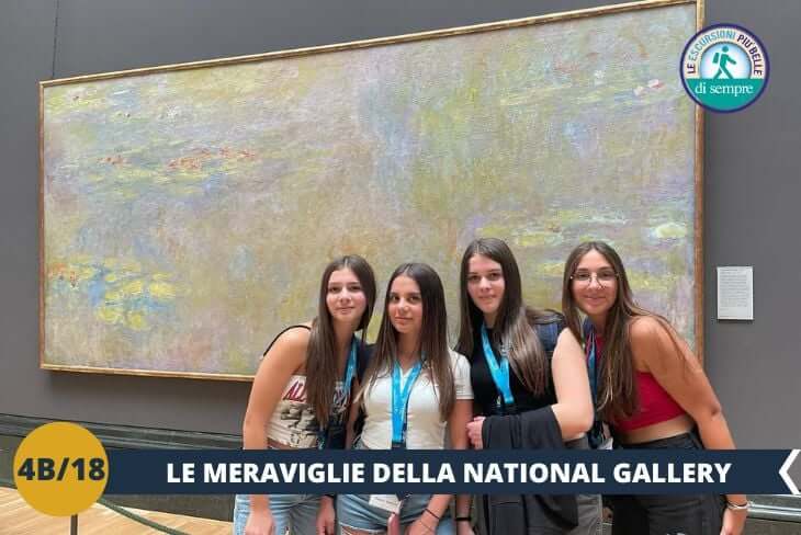 Nel pomeriggio, ci immergeremo nella straordinaria bellezza della National Gallery, una delle pinacoteche più celebri al mondo! Passeggeremo tra oltre 2.300 opere d’arte, lasciandoci affascinare da capolavori come i Girasoli di Van Gogh, il Combattimento di Temeraire di Turner e il Ritratto di Arnolfini di van Eyck. Ogni sala è un viaggio nel tempo, dalle pennellate vibranti degli impressionisti francesi alle radici della pittura italiana medievale. Un’esperienza imperdibile per gli amanti dell’arte e della cultura!