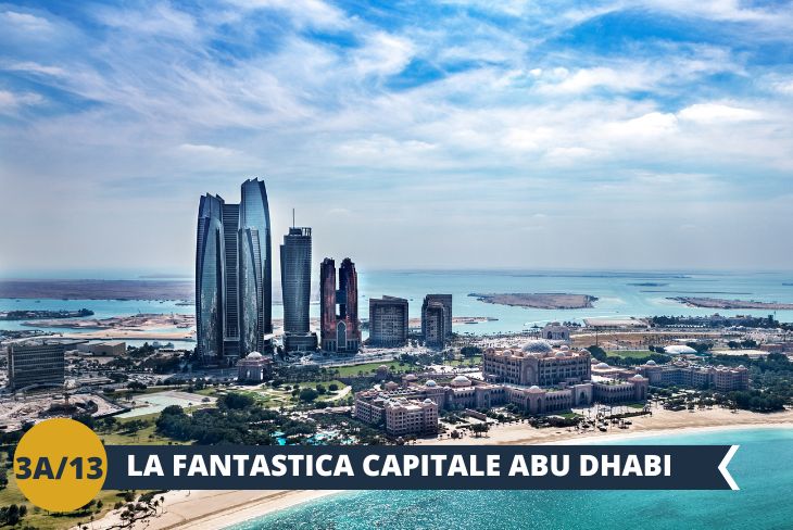 ESCURSIONE DI INTERA GIORNATA ad ABU DHABI: Lasciati conquistare dalla straordinaria capitale degli Emirati, dove l'antico e il moderno danzano in perfetta armonia. Ammira come i grattacieli futuristici si ergono dal deserto creando uno skyline mozzafiato, mentre le tradizioni millenarie si fondono con l'innovazione in ogni angolo di questa metropoli sorprendente.