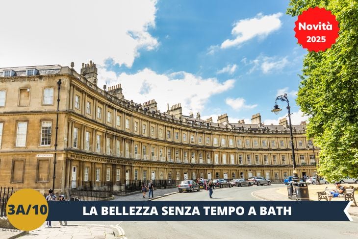 NOVITÀ 2025! ESCURSIONE DI INTERA GIORNATA: Bath, una delle città più affascinanti e storiche d’Inghilterra, ci accoglierà con la sua bellezza senza tempo e il suo ricco patrimonio culturale. Fondata dai Romani per sfruttare le sue sorgenti termali, Bath è oggi patrimonio mondiale dell’UNESCO e un esempio straordinario di architettura georgiana. Passeggeremo tra i suoi luoghi iconici, come il Royal Crescent, una magnifica fila di case disposte a mezzaluna, e il Ponte Pulteney, uno dei rari ponti con negozi su entrambi i lati. Scopriremo l’Abbazia di Bath, con il suo stile gotico imponente, che domina il centro della città. Bath ci regalerà un’atmosfera unica, dove la storia incontra la raffinatezza, in una cornice perfetta per una giornata indimenticabile.