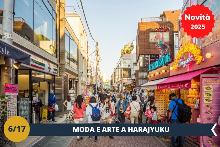 Harajuku è il quartiere che incarna alla perfezione l’energia creativa e alla moda di Tokyo. Passeggeremo lungo Takeshita Street, la via più famosa, dove ogni negozio racconta una storia di tendenze innovative e cultura pop. Qui, tra boutique eccentriche e dolci colorati, scoprirete un mix di moda, arte e personalità unica che caratterizza questo luogo. Avrete tempo per esplorare anche le zone circostanti, ricche di negozi di anime, manga e caffè tematici, che vi faranno vivere un’esperienza autentica della Tokyo più giovane e dinamica. Ogni angolo di Harajuku è una scoperta, e l'atmosfera vibrante di questo quartiere vi accompagnerà per tutta la visita. Preparatevi a immergervi nella Tokyo più creativa e sorprendente! (escursione di mezza giornata).