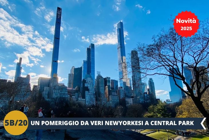 La giornata proseguirà con una passeggiata a Central Park, il grande polmone verde di Manhattan. Percorreremo i suoi sentieri immersi nella natura, tra prati sconfinati, laghetti tranquilli e ponti iconici, scoprendo perché questo luogo è così amato dai newyorkesi. Qui convivono natura e vita cittadina, regalando un’atmosfera unica perfetta per rilassarsi, camminare e ammirare scorci che hanno fatto da sfondo a molti film famosi.