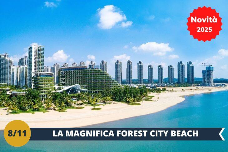 Esplora Forest City Beach, una delle mete più innovative e sostenibili della Malesia, situata vicino al confine con Singapore. Parte di un ambizioso sviluppo urbano che fonde città intelligente e rispetto per l'ambiente, Forest City è un modello di sostenibilità che offre esperienze uniche a chi la visita. Qui, gli studenti avranno l'opportunità di partecipare a diverse attività ludiche che permetteranno loro di esplorare la bellezza naturale della zona, tra spiagge dorate e acque cristalline. (escursione di mezza giornata)