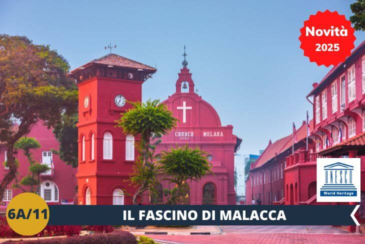 ESCURSIONE DI INTERA GIORNATA: Scopri il fascino senza tempo di Malacca, patrimonio mondiale UNESCO, una città ricca di storia e tradizioni che raccontano il passato coloniale e l’incontro di diverse culture. Passeggiando lungo le sue affascinanti strade, scoprirai un panorama unico dove la storia e la modernità si fondono armoniosamente. Visita la Dutch Square, con la sua architettura in stile olandese, e passeggia lungo Jonker’s Street, cuore pulsante della città, tra negozi e mercati.