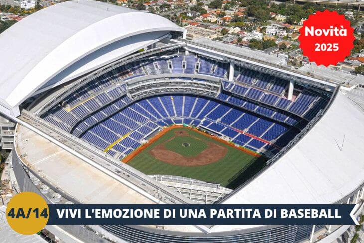 ESCURSIONE DI INTERA GIORNATA: Preparati a vivere l'emozione di una partita di baseball in uno degli stadi più moderni e affascinanti di Miami! Al LoanDepot Park (INGRESSO INCLUSO), l'adrenalina è nell'aria mentre le squadre si sfidano sotto le luci dello stadio. Con la sua atmosfera vivace e il calore del pubblico, ogni lancio e ogni battuta ti terranno con il fiato sospeso. Non perdere l’opportunità di immergerti nel cuore della cultura sportiva di Miami!