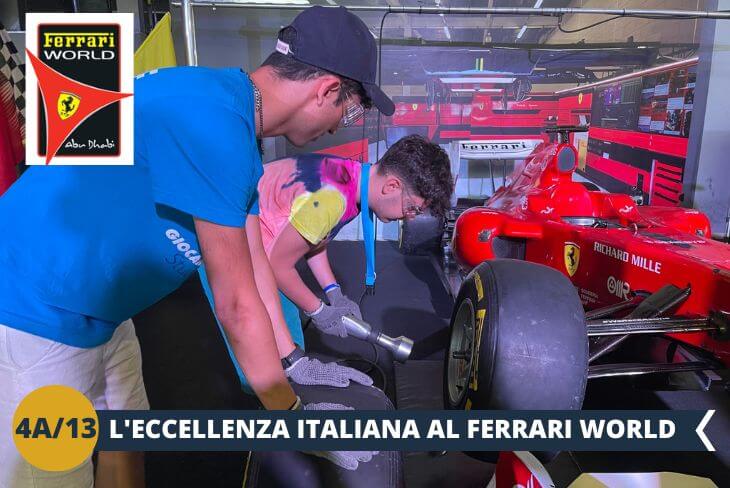 ESCURSIONE DI INTERA GIORNATA: Vivi un'emozione unica nel primo parco tematico Ferrari al mondo, che si estende su un'area di 86.000 metri quadrati di pura adrenalina. Esplora le sue attrazioni uniche: dall'autentica pista da corsa all'avveniristico teatro, dalle giostre mozzafiato al cinema 3D, dal museo delle auto storiche all'Italia in miniatura, senza dimenticare il leggendario Formula Rossa – le montagne russe più veloci mai costruite. Un'esperienza emozionante e indimenticabile nel cuore della futuristica Abu Dhabi!